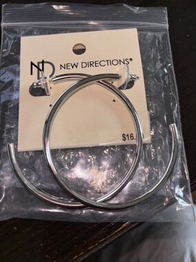 new directions Silver Large Hoop Earrings